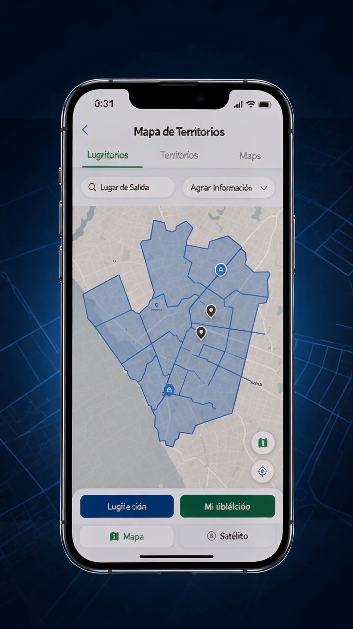 Pantalla del sistema telefónico sobre el mapa